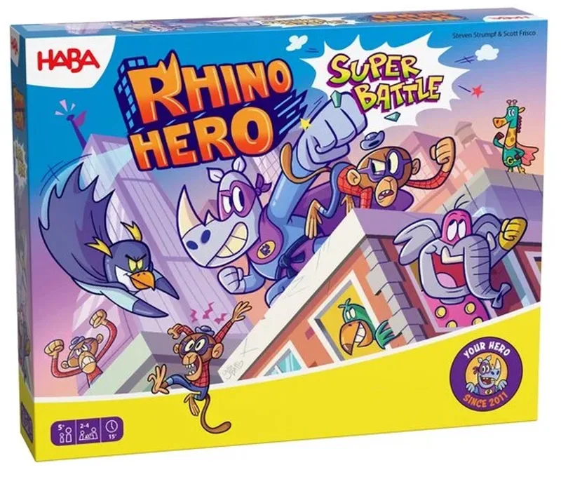 Spel - Rhino hero - Super battle - 5+ från HABA, utgåva Blue – kartong