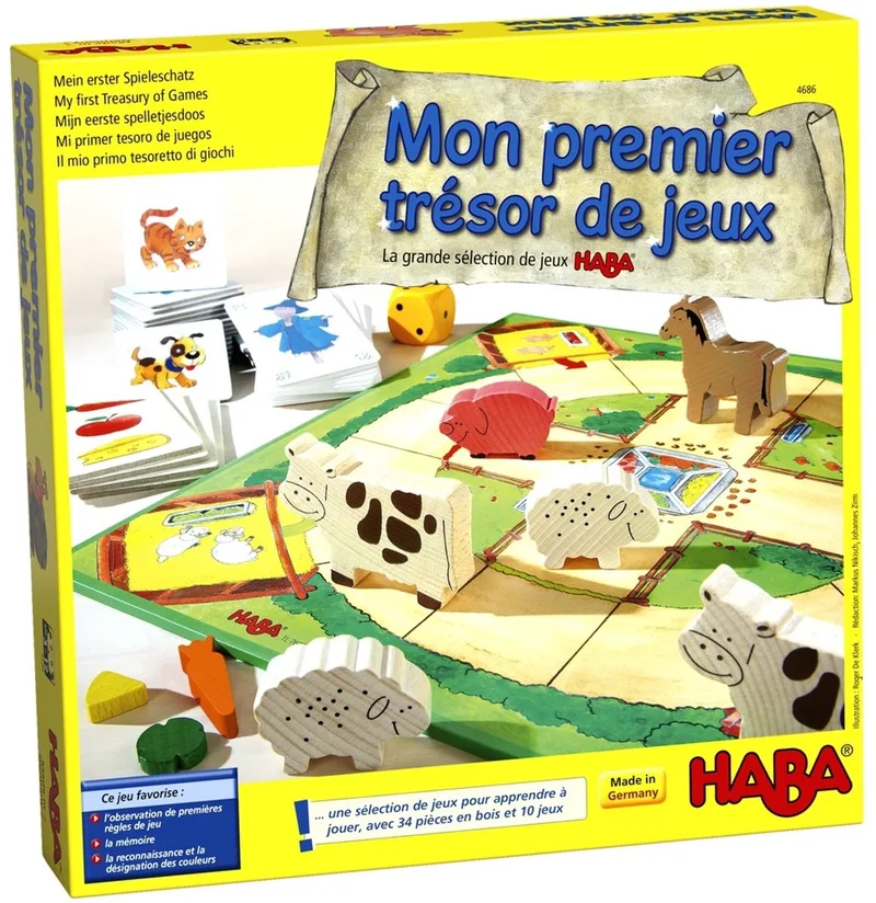 spelbox Mon premier trésor de jeux (FR) 10-in-1 fra HABA, Multicolour-udgave – æske
