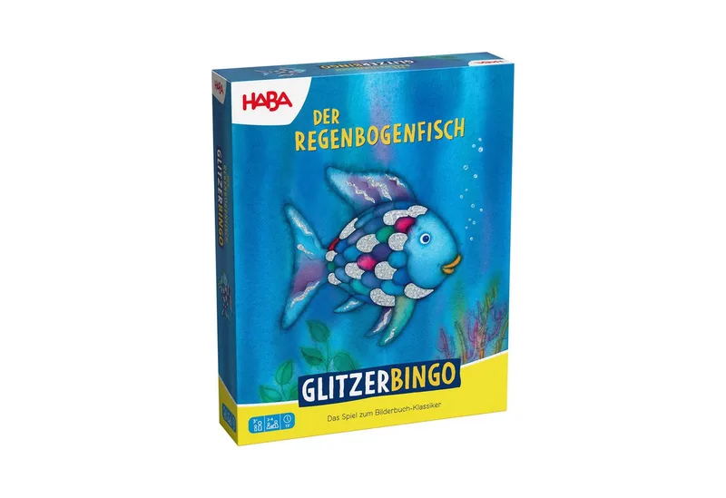 Spiel Der Regenbogenfisch – Glitzer-Bingo, Kinderspiel fra HABA, Bunt-udgave – æske