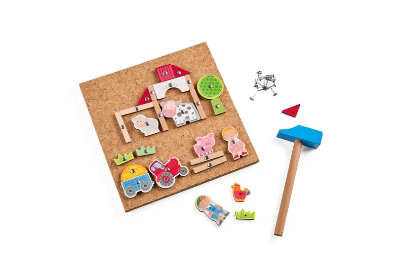 Spiel Hammer-Nagel Bauernhof, Kinderspiel de HABA, édition Bunt – boîte