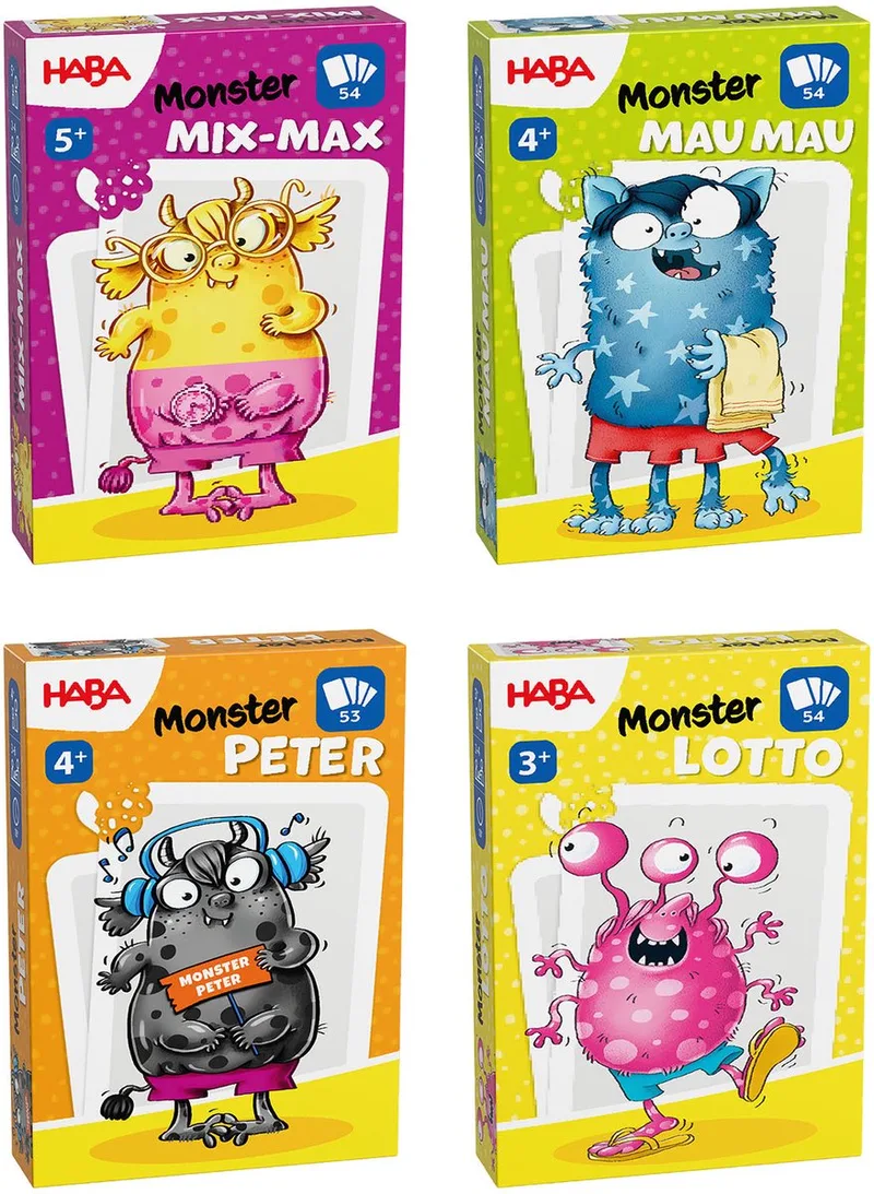 Spielesammlung Monster-Kartenspiel Klassiker fra HABA, Meerkleurig-udgave – æske