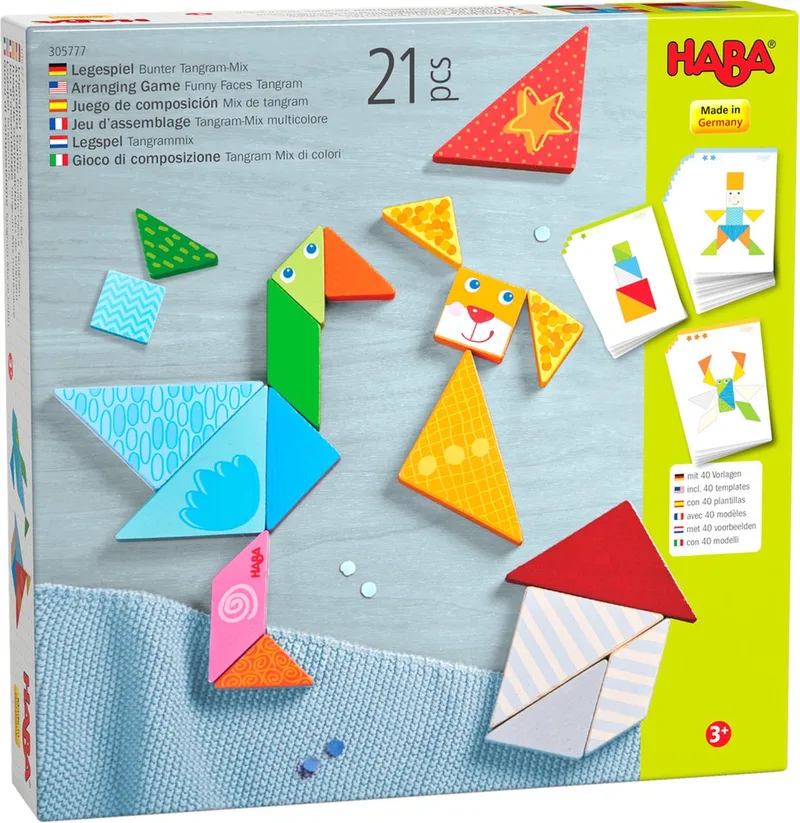 Vormenspel Tangrammix 21,9 X 21,9 Cm Hout 21-delig de HABA, édition Multicolore – boîte