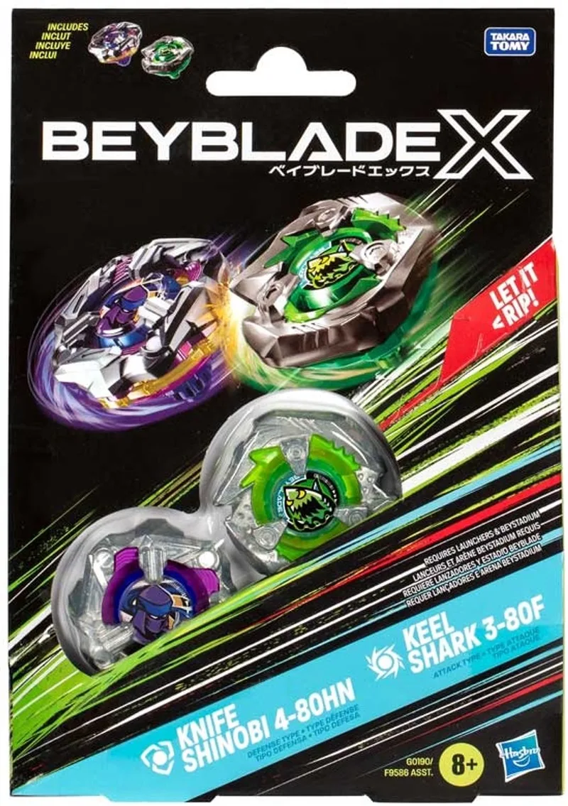 Beyblade X speelgoed Knife Shinobi Keel Shark set. från Hasbro Gaming, utgåva Multicolor – kartong