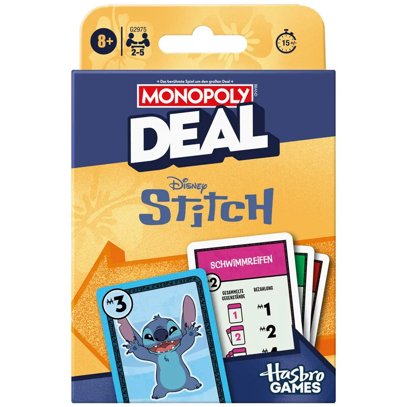 HAS-G2975 Deal Disney Stitch Edition Kartenspiel, deutsche Version, 2 bis 5 Spieler, 111 Karten, 15-Minuten-Familienstrategiespiel, ab 8 Jahren från Hasbro Gaming – kartong