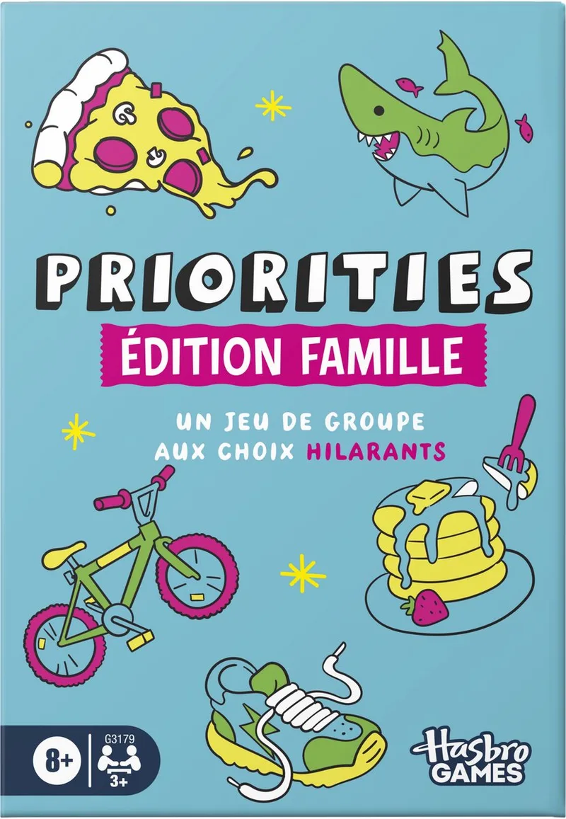 Priorities Family-partyspeleditie Franse editie från Hasbro Gaming – kartong