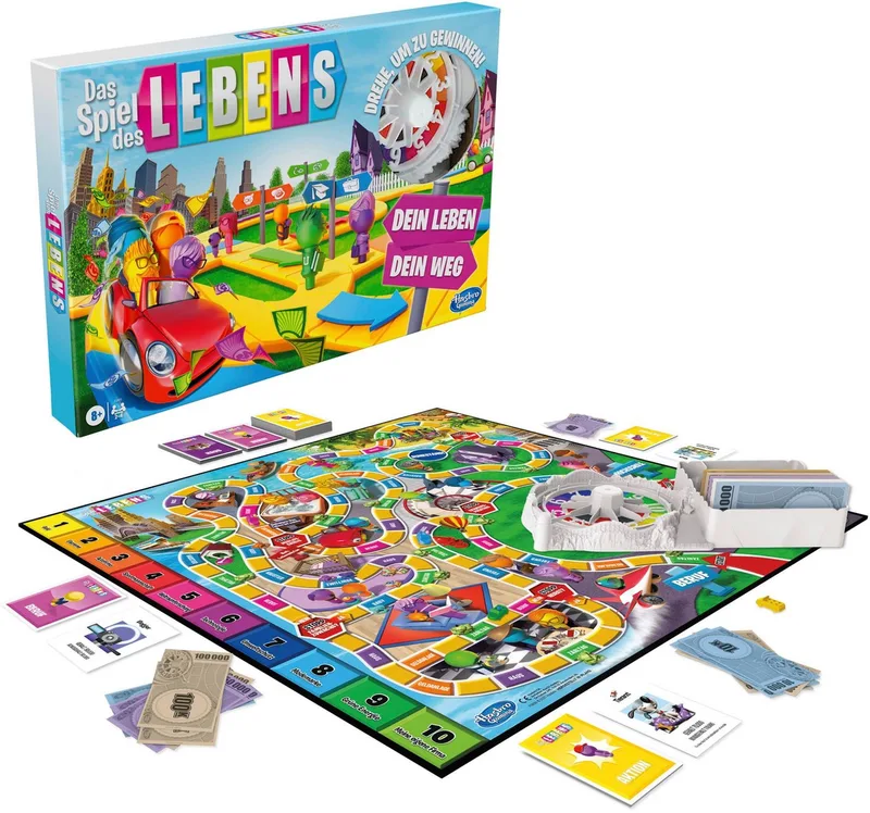 Spiel Das Spiel des Lebens, Brettspiel de Hasbro Gaming, édition Bunt – boîte