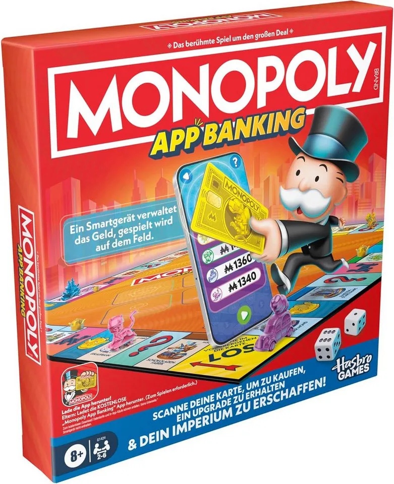 Spiel Monopoly App Banking Brettspiel Deutsch elektronisch 2-6 Spieler 8+ von Hasbro Gaming – Schachtel