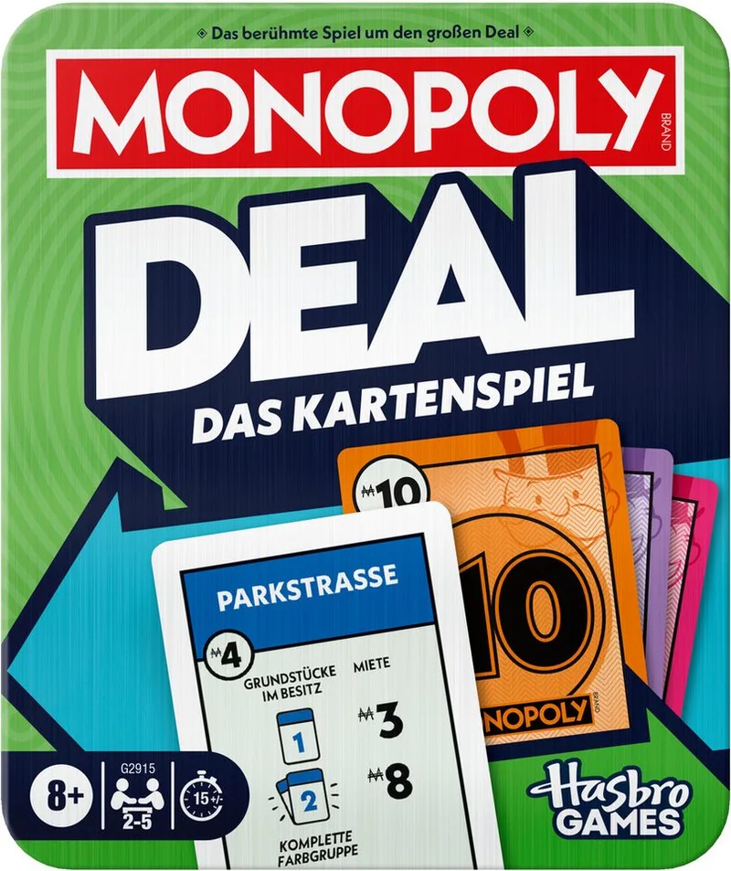Spiel Monopoly Deal, Kartenspiel, Gesellschaftsspiel från Hasbro Gaming, utgåva Bunt – kartong