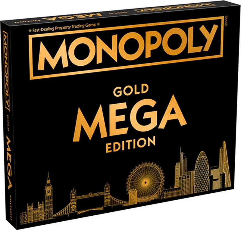 Winning Moves Monopoly - Bordspel - Mega Gold - Engels van Hasbro Gaming – doos