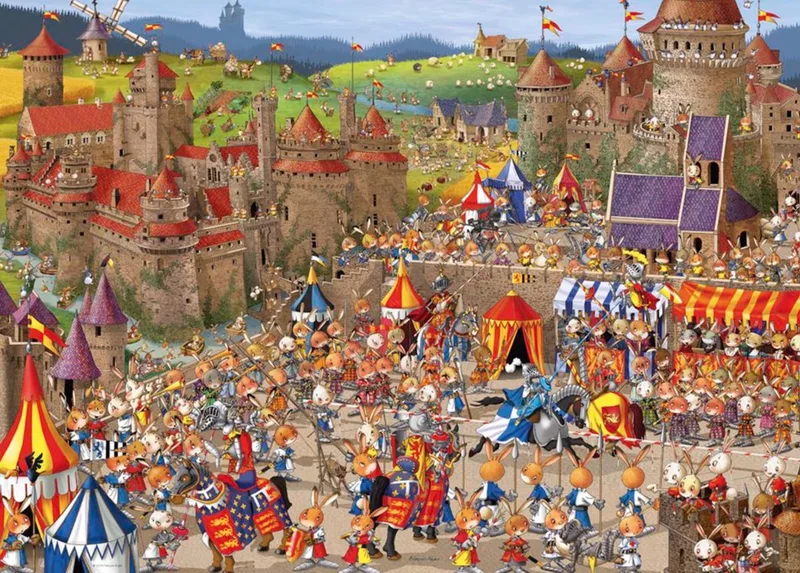 legpuzzel Bunny Battles van Ruyer met 1000 stukjes de Heye, édition Multicolore – boîte