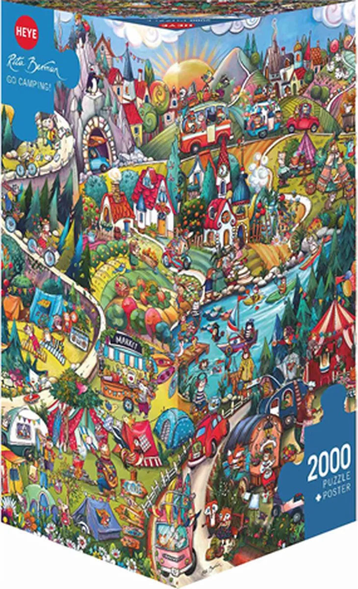 legpuzzel Go Camping 2000 stukjes - cartoon puzzel. van Heye, editie Meerkleurig – doos