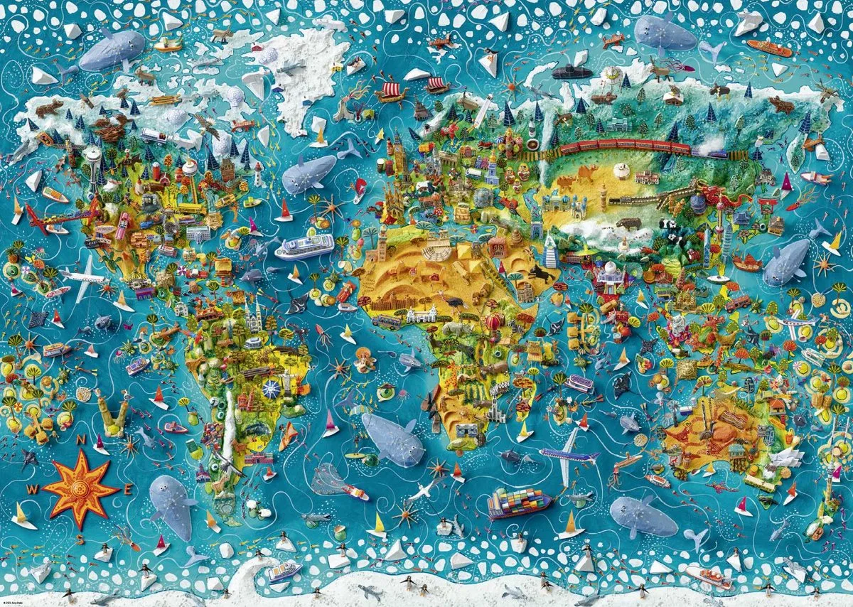 legpuzzel Miniature World 2000 stukjes cartoon puzzel. fra Heye, Flerfarvet-udgave – æske