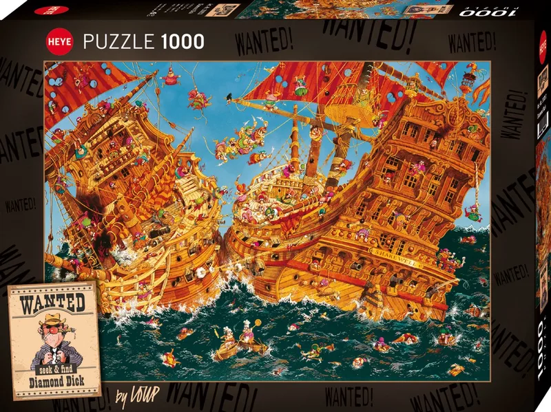 puzzel 1000 stukjes Diamond Dick Wanted! cartoon puzzel. de Heye, édition Multicolore – boîte