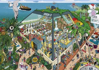 puzzel Beauty Centre 1000 stukjes cartoon Marc Herold. de Heye, édition Multicolore – boîte 1 sur 2