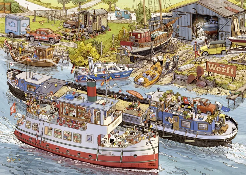 puzzel Boatyard 1000 stukjes cartoon puzzel inclusief poster. van Heye, editie Meerkleurig – doos