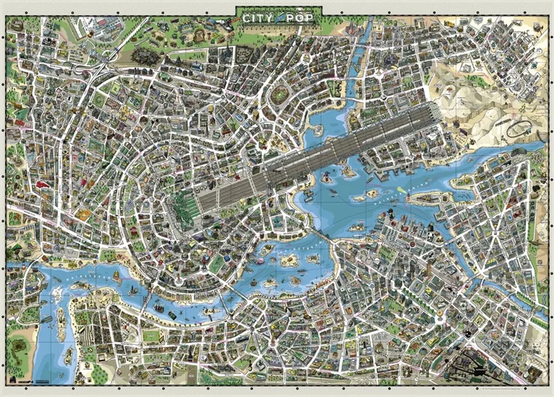 Puzzel City of Pop, 2000. fra Heye, Flerfarvet-udgave – æske