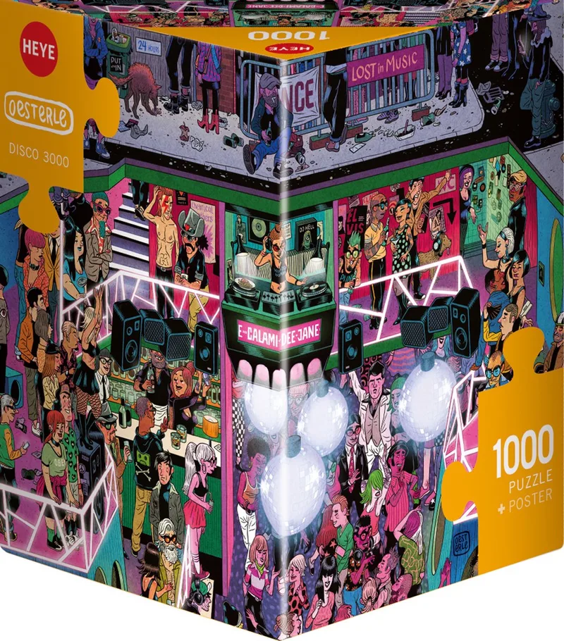 puzzel Disco 3000 - Cartoon legpuzzel 1000 stukjes poster. van Heye, editie Meerkleurig – doos