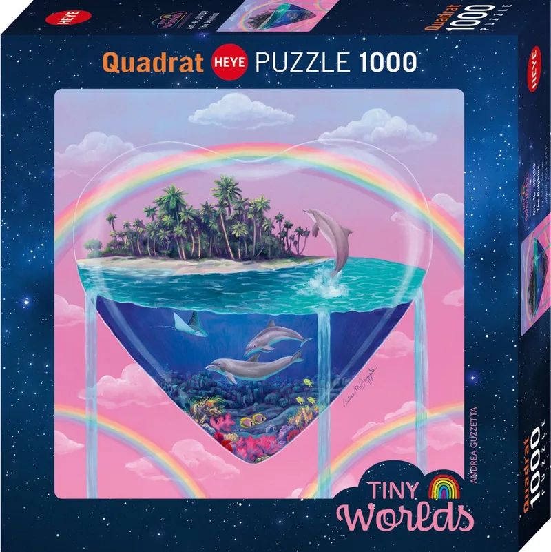 puzzel dolfijnen 1000 stukjes vierkant Tiny Worlds. fra Heye, Flerfarvet-udgave – æske