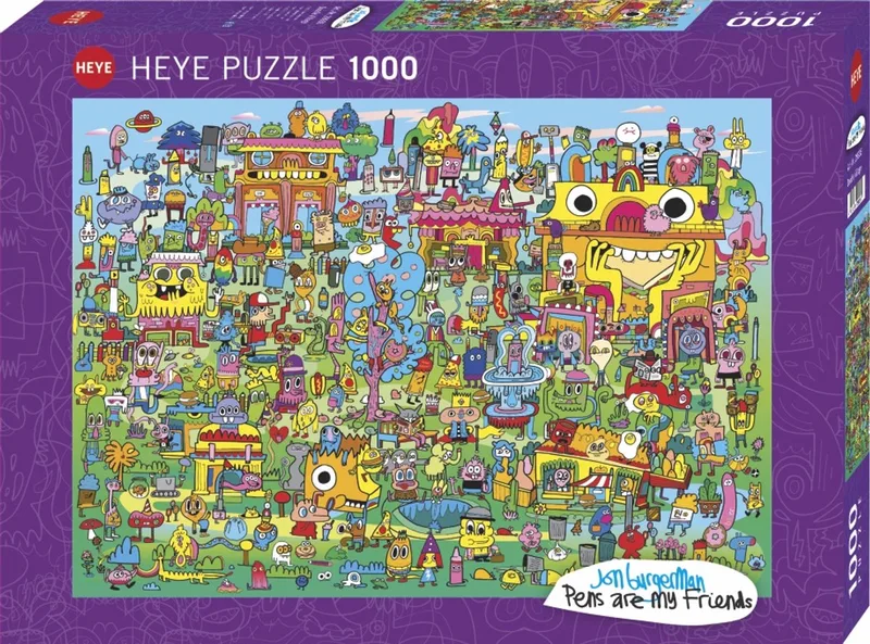 Puzzel Doodle Village 1000. van Heye, editie Meerkleurig – doos