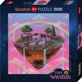 puzzel eenhoorns 1000 stukjes vierkant puzzelplezier. de Heye, édition Multicolore – boîte 1 sur 2