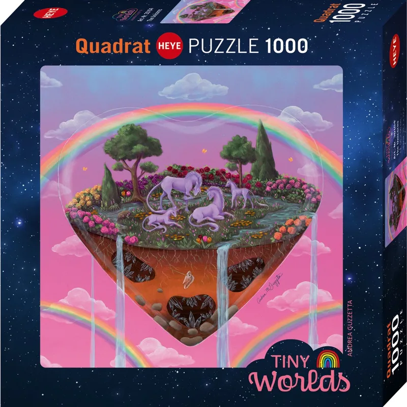 puzzel eenhoorns 1000 stukjes vierkant puzzelplezier. fra Heye, Flerfarvet-udgave – æske