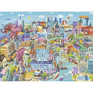 Puzzel Good old Europe 1500 Stukjes 3hoek Heye van Heye, editie Meerkleurig – doos 1 van 2
