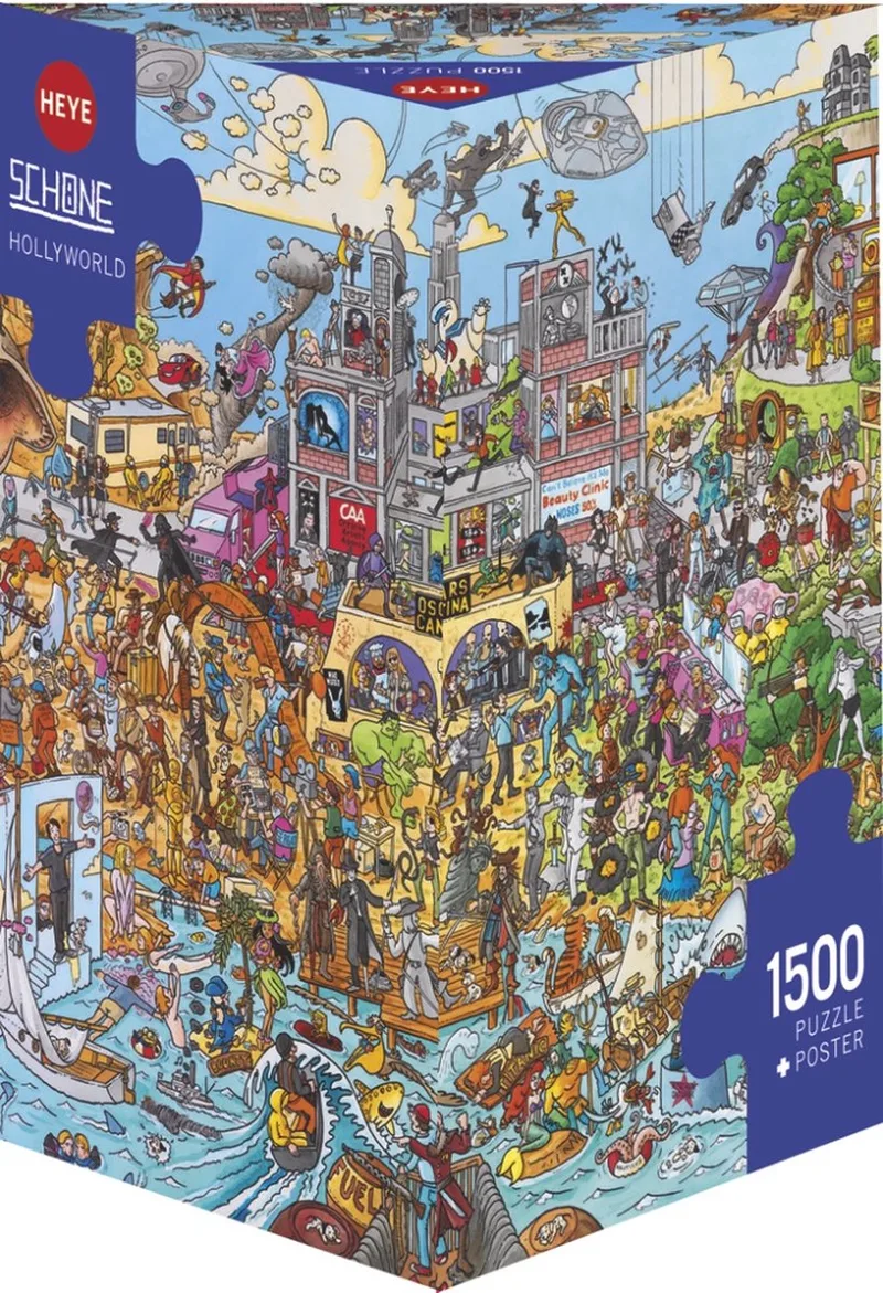 puzzel Hollyworld 1500 stukjes - cartoon legpuzzel karton. de Heye, édition Multicolore – boîte