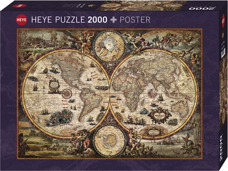 puzzel legpuzzel Vintage World 2000 stuk(s) landkaarten. van Heye, editie Meerkleurig – doos
