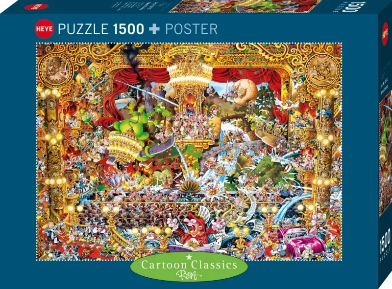 puzzel Opera Chaotica 1500 stukjes cartoon klassieker. fra Heye, Flerfarvet-udgave – æske 2 af 2