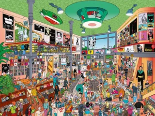 puzzel Record Store 1500 stukjes - cartoon puzzel volwassenen. from Heye, Multicolour edition – box 1 of 2