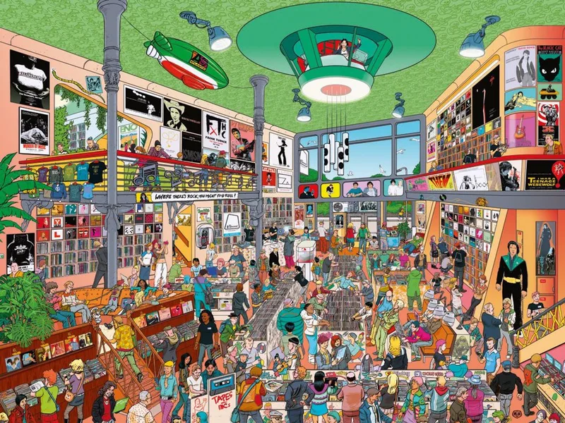 puzzel Record Store 1500 stukjes - cartoon puzzel volwassenen. from Heye, Multicolour edition – box