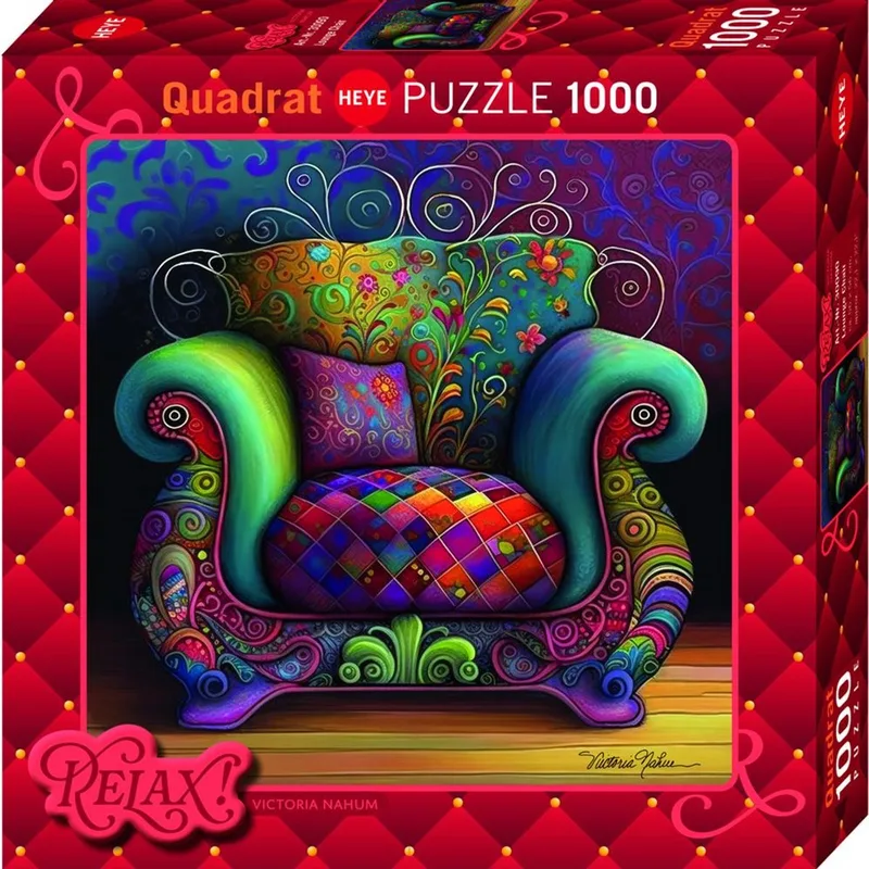 Relax Fauteuil – Legpuzzel 1000 stukjes – Victoria Nahum fra Heye, Kleurrijk-udgave – æske