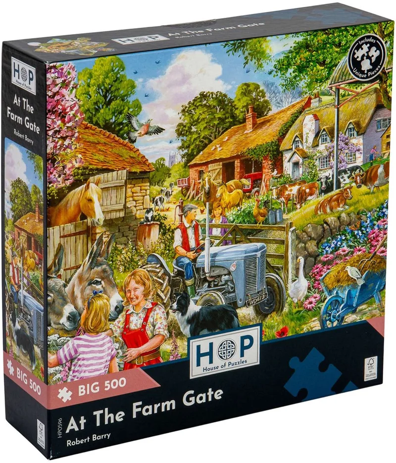 At the Farm Gate Puzzel 500 XL Stukjes fra House of Puzzles, Flerfarvet-udgave – æske