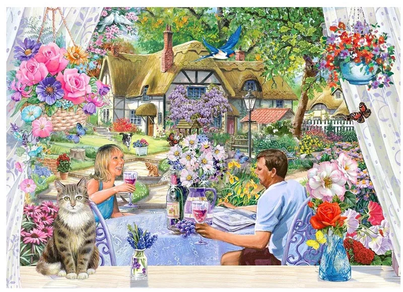Enjoying the Garden Puzzel 500 XL stukjes fra House of Puzzles, Flerfarvet-udgave – æske