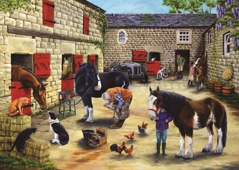 Farrier's Visit - 500 Piece Jigsaw Puzzle. de House of Puzzles, édition Multicolore – boîte