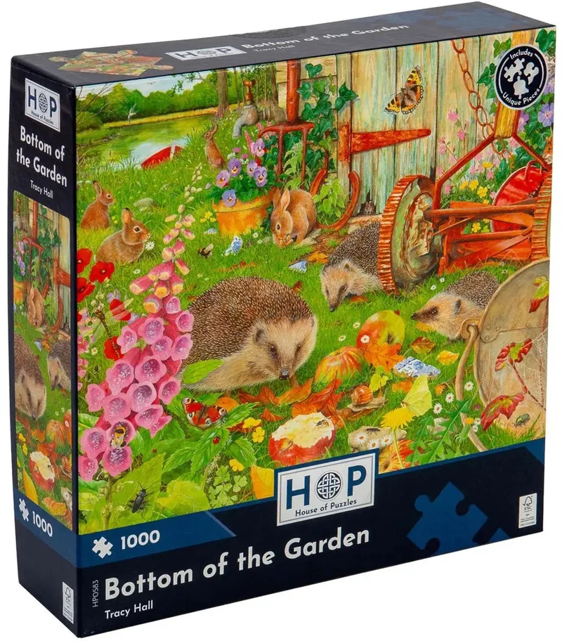 legpuzzel 1000 stukjes Bottom of the Garden dieren. van House of Puzzles, editie Meerkleurig – doos