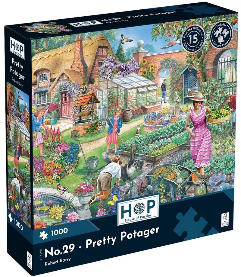 legpuzzel 1000 stukjes Pretty Potager tuinspel. från House of Puzzles, utgåva Flerfärgad – kartong