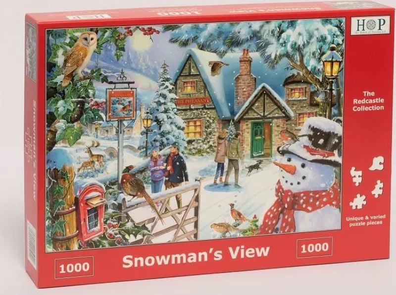 Legpuzzel - 1000 stukjes - Snowman's View - House of Puzzels fra House of Puzzles, Flerfarvet-udgave – æske
