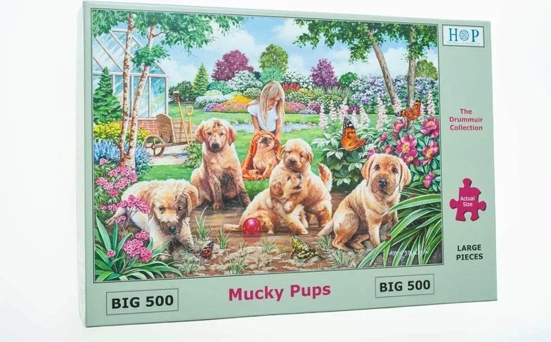 Legpuzzel - 500 XL stukjes - Mucky Pups fra House of Puzzles, Flerfarvet-udgave – æske