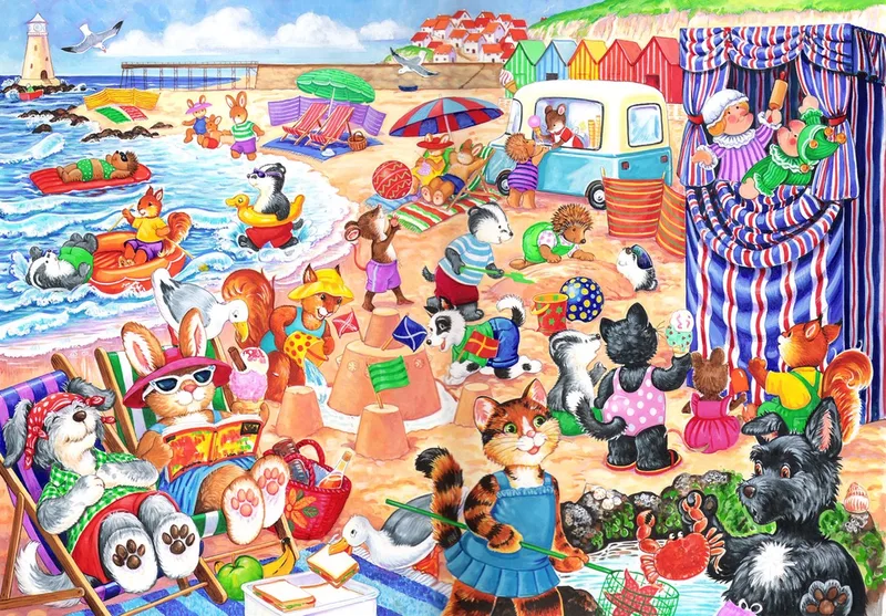 Legpuzzel - 80 stukjes - At the seaside from House of Puzzles, Multicolour edition – box