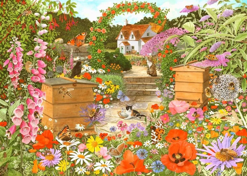 legpuzzel Bee Happy 1000 stukjes karton kleurrijk. fra House of Puzzles, Flerfarvet-udgave – æske