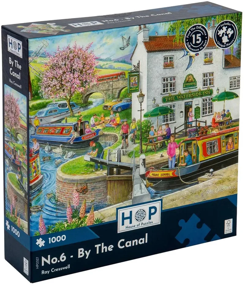 legpuzzel - By The Canal 1000 stukjes puzzel. från House of Puzzles, utgåva Flerfärgad – kartong