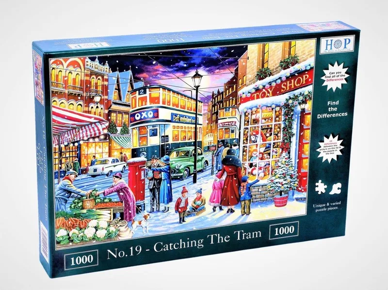 legpuzzel - Catching the Tram 1000 stukjes puzzel. from House of Puzzles, Multicolour edition – box