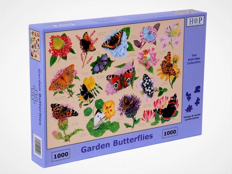 Legpuzzel - Garden Butterflies - 1000 Stukjes fra House of Puzzles, Flerfarvet-udgave – æske