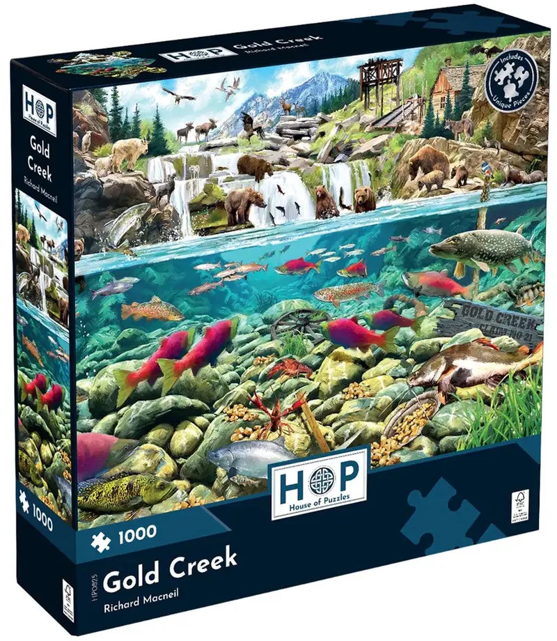 legpuzzel Gold Creek 1000 stukjes natuur dieren. de House of Puzzles, édition Multicolore – boîte