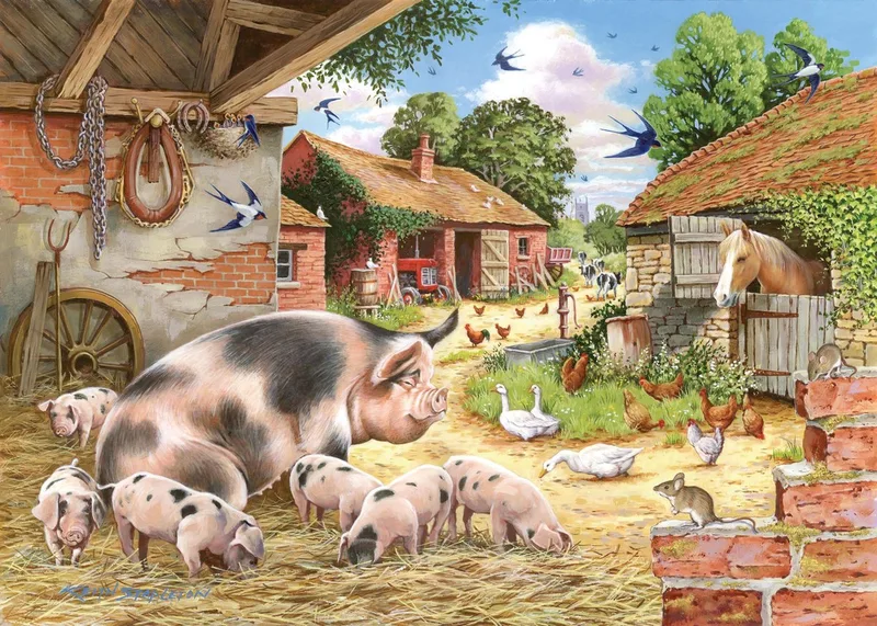 legpuzzel Poppy's Piglets 500 stukjes XL puzzel. from House of Puzzles, Multicolour edition – box