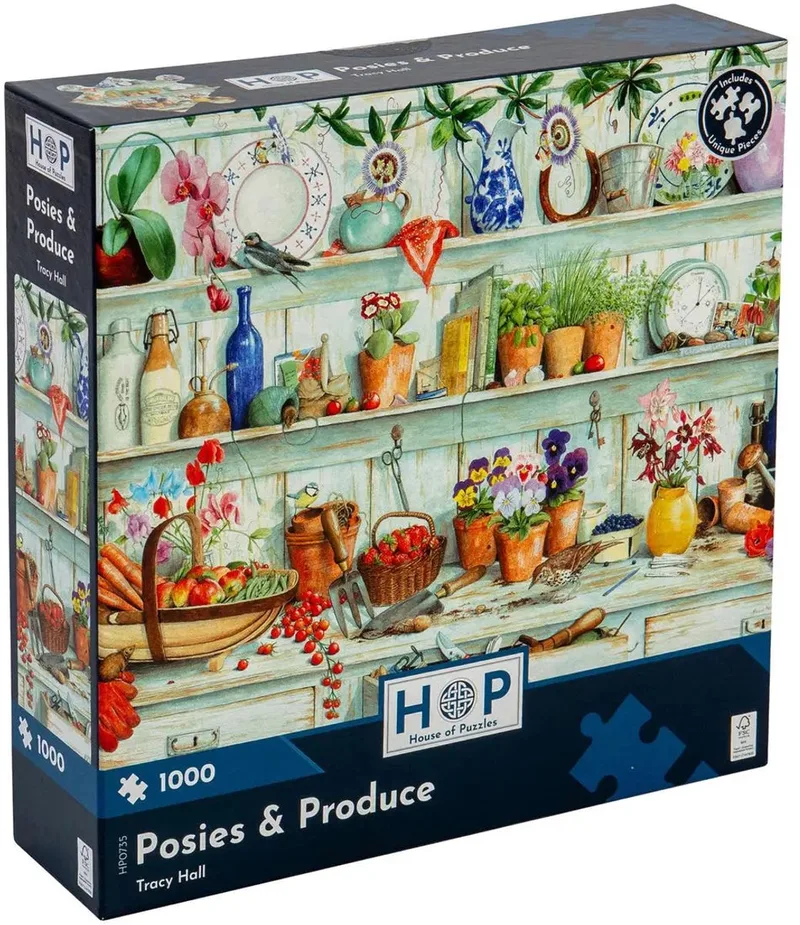 legpuzzel Posies & Produce - 1000 stukjes puzzel. fra House of Puzzles, Flerfarvet-udgave – æske