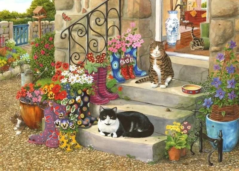 legpuzzel Puss 'N' Boots 500 stukjes XL katten. från House of Puzzles, utgåva Flerfärgad – kartong