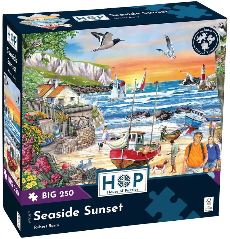 legpuzzel Seaside Sunset 250 XL stukjes volwassenen. fra House of Puzzles, Flerfarvet-udgave – æske