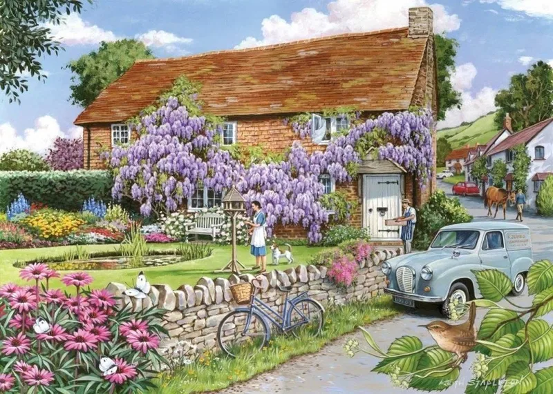 legpuzzel Wisteria Cottage 250 stukjes groot formaat. fra House of Puzzles, Flerfarvet-udgave – æske